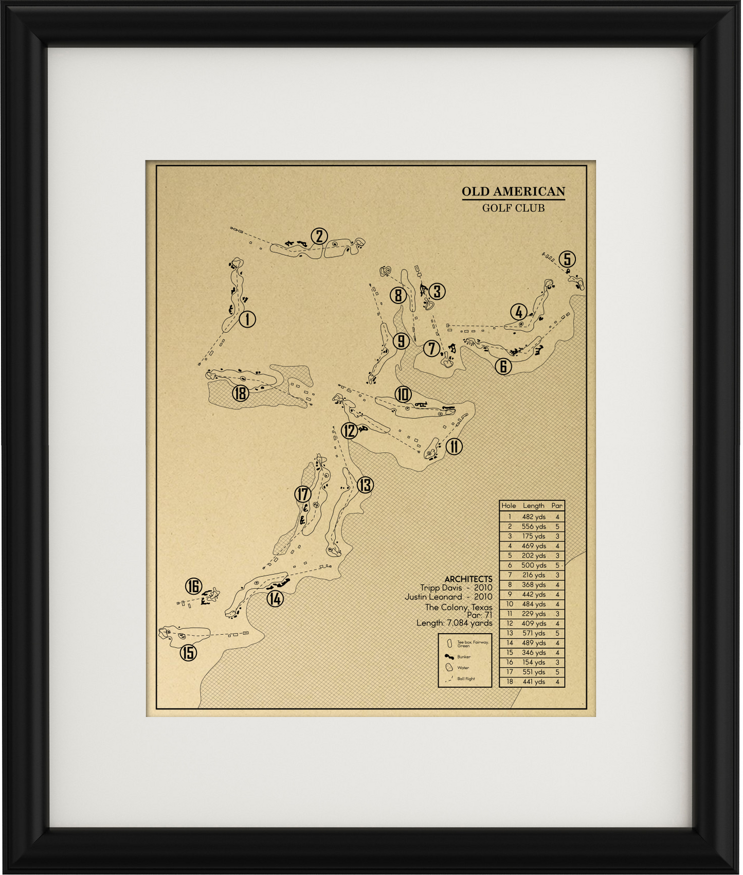 Old American Golf Club Outline (Print)