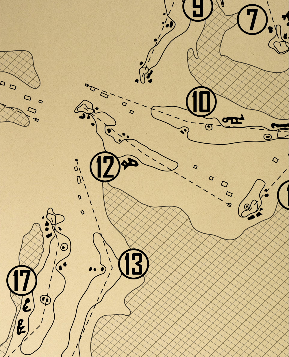 Old American Golf Club Outline (Print)