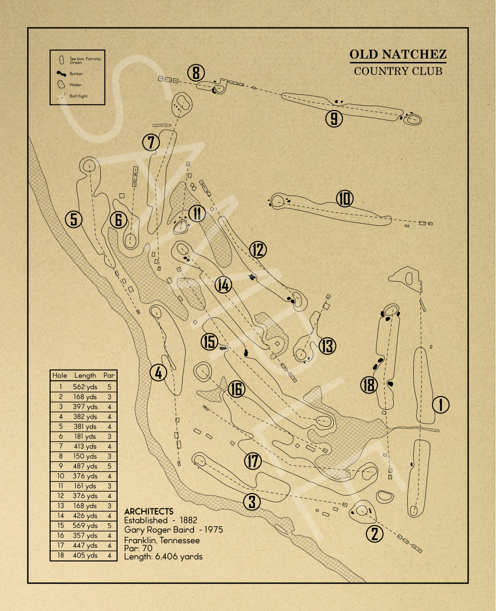 Old Natchez Country Club Outline (Print)