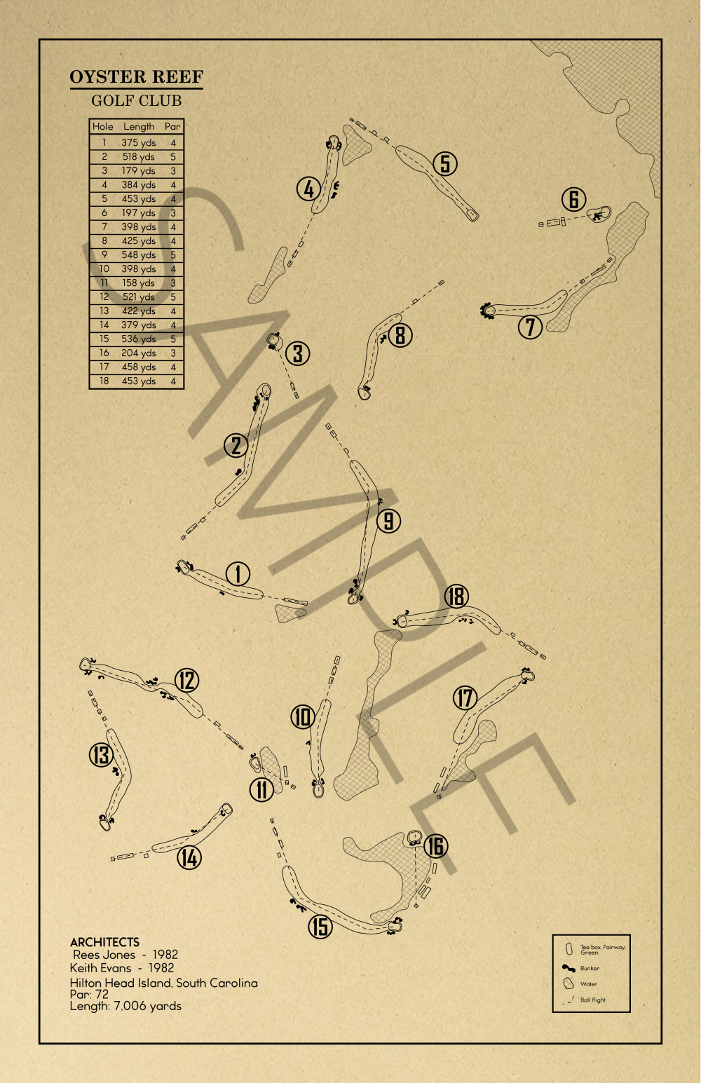 Oyster Reef Golf Club Outline (Print)