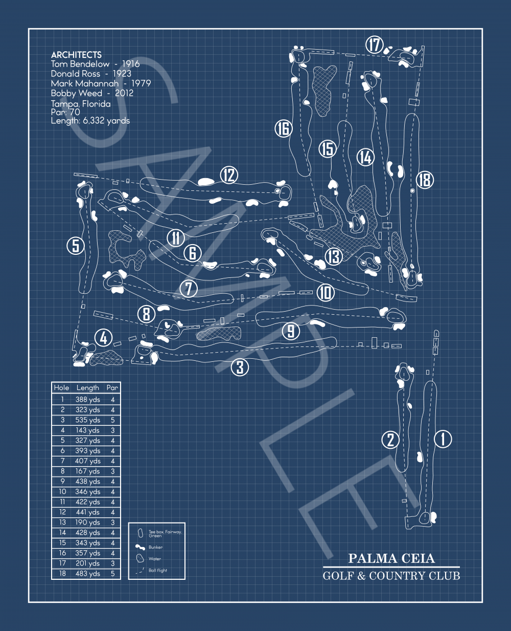 Palma Ceia Golf & Country Club Blueprint (Print)