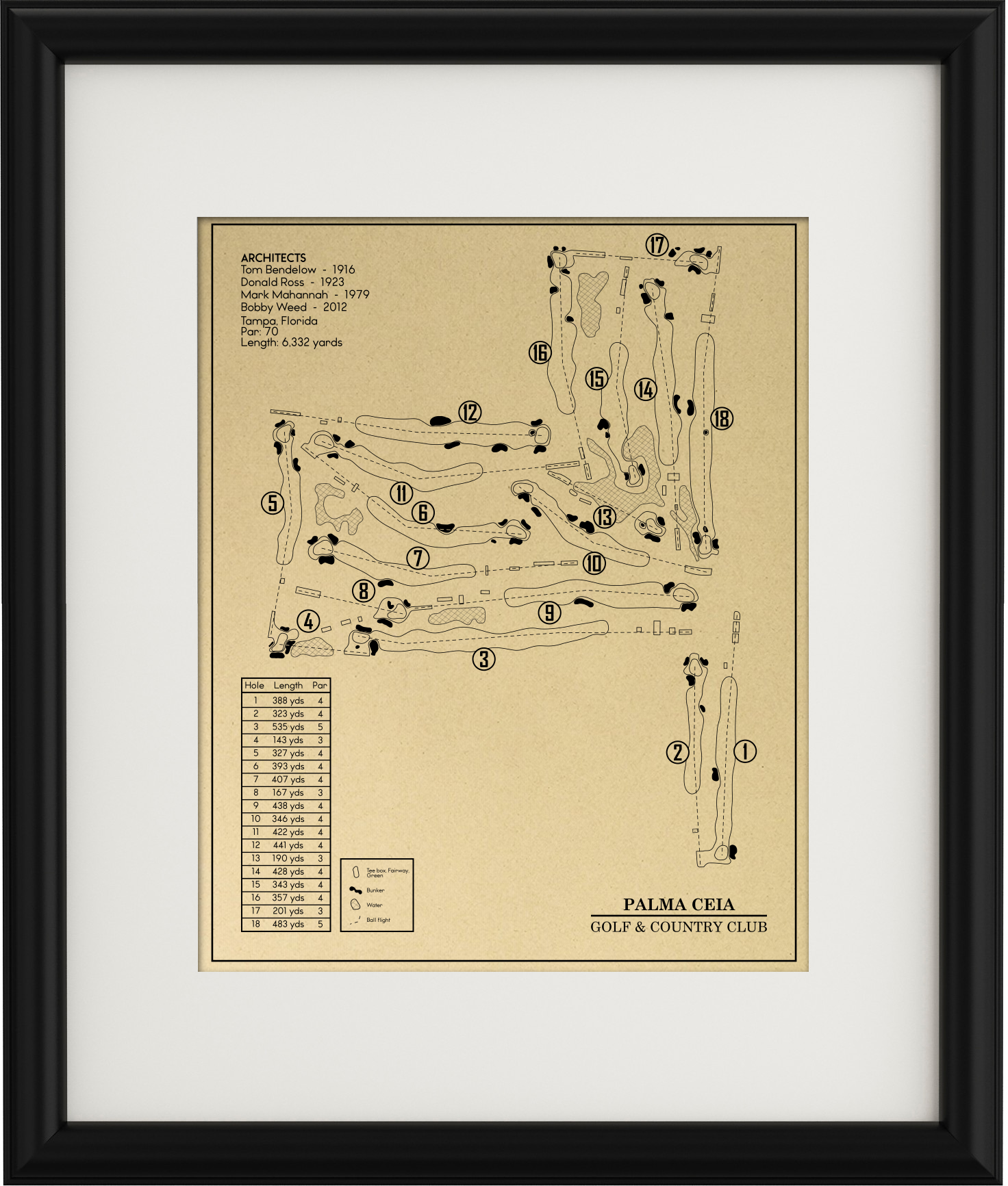 Palma Ceia Golf & Country Club Outline (Print) – GolfBlueprints