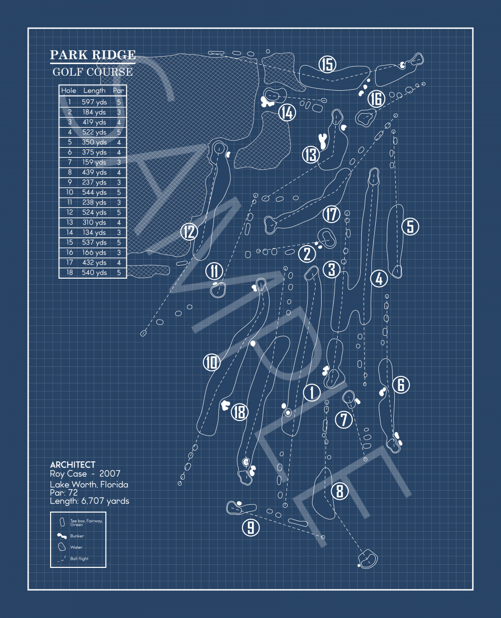 Park Ridge Golf Course Blueprint (Print)