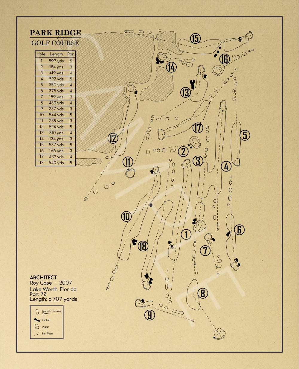 Park Ridge Golf Course Outline (Print)