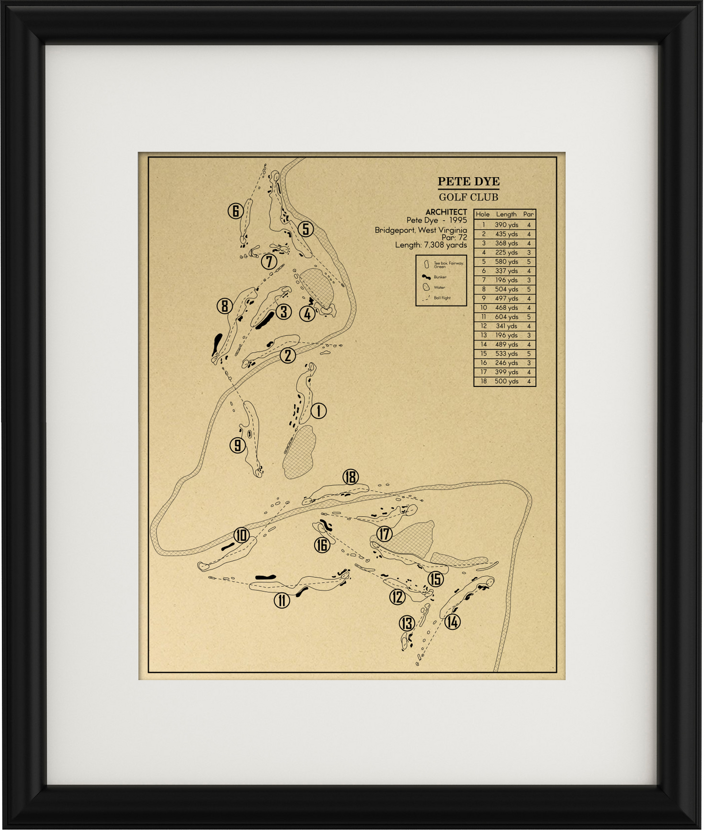 Pete Dye Golf Club Outline (Print)