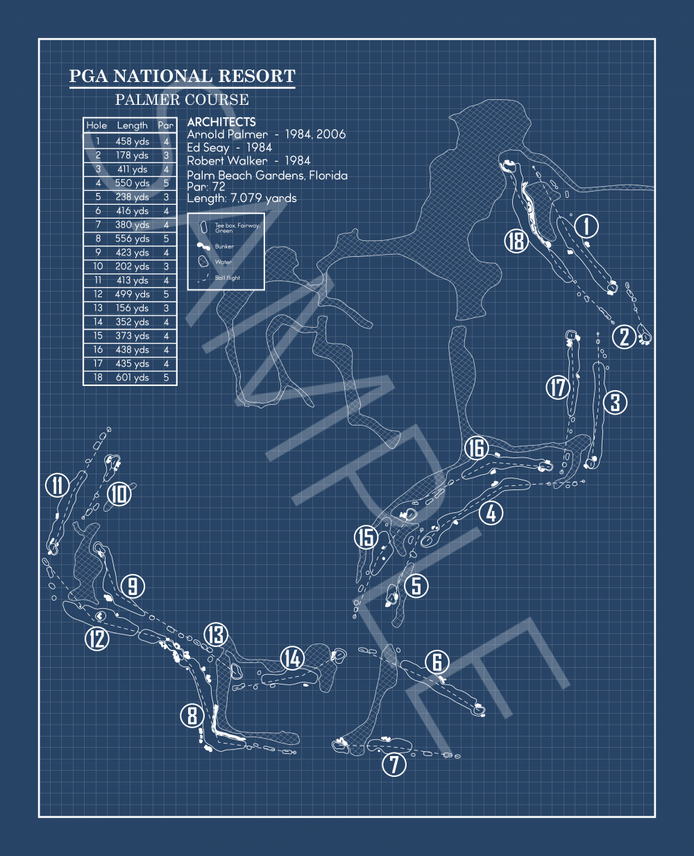 PGA National Resort Palmer Course Blueprint (Print)
