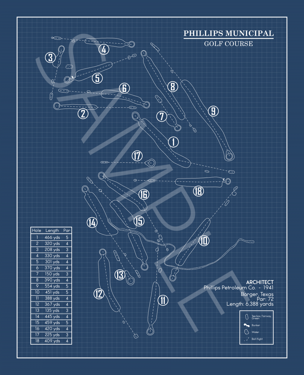 Phillips Municipal Golf Course Blueprint (Print)