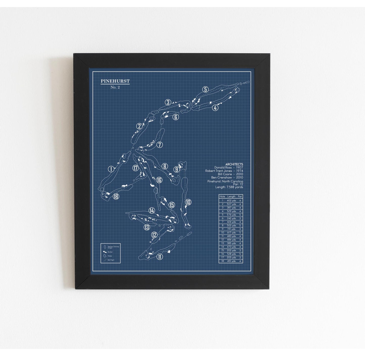 Pinehurst No. 2 Golf Course Blueprint (Print)