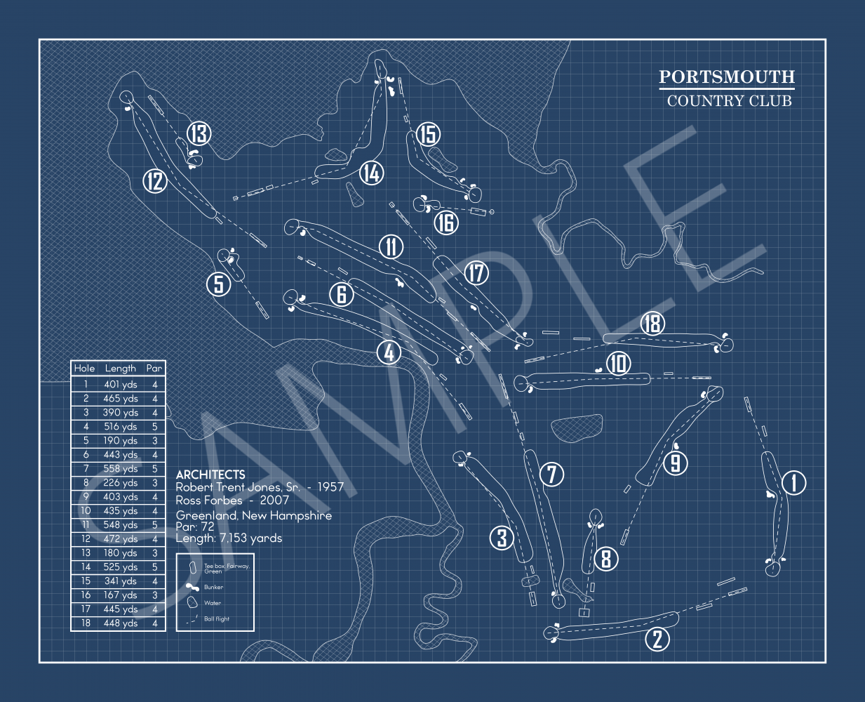 Portsmouth Country Club Blueprint (Print)