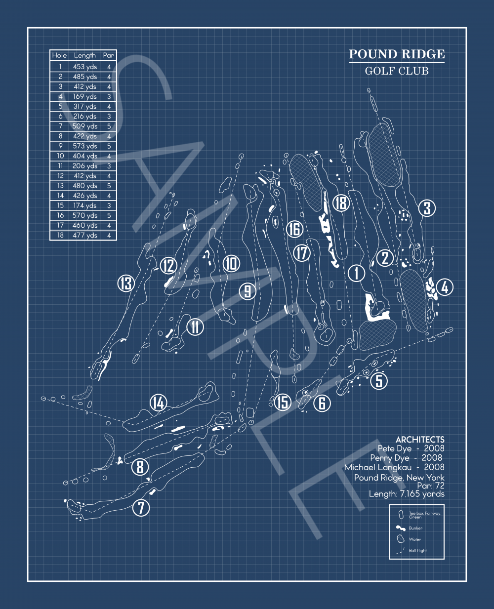 Pound Ridge Golf Club Blueprint (Print)