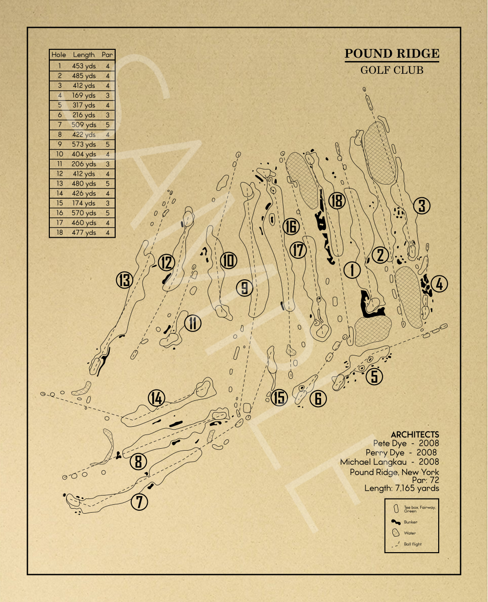 Pound Ridge Golf Club Outline (Print)