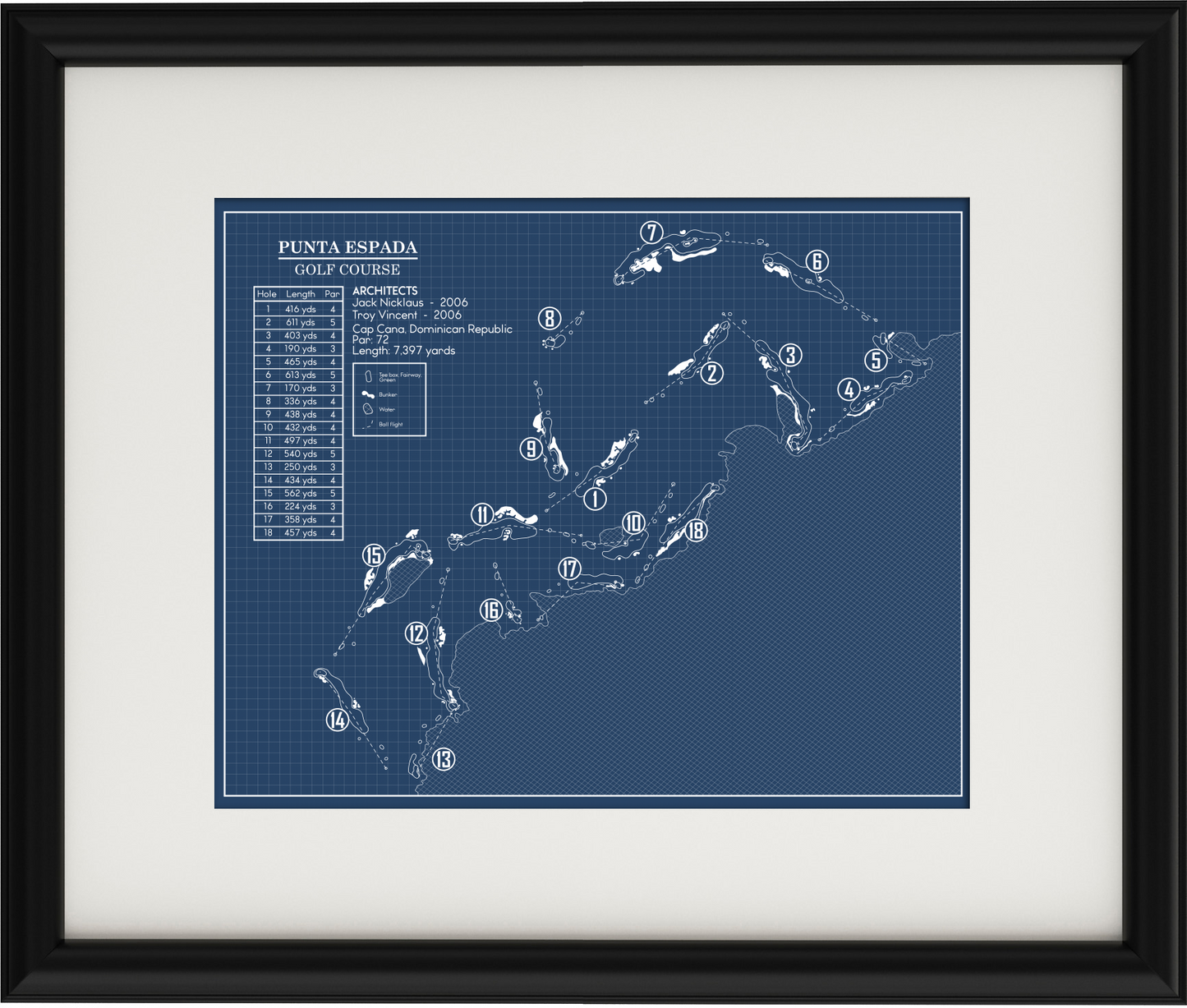 Punta Espada Golf Course Blueprint (Print)