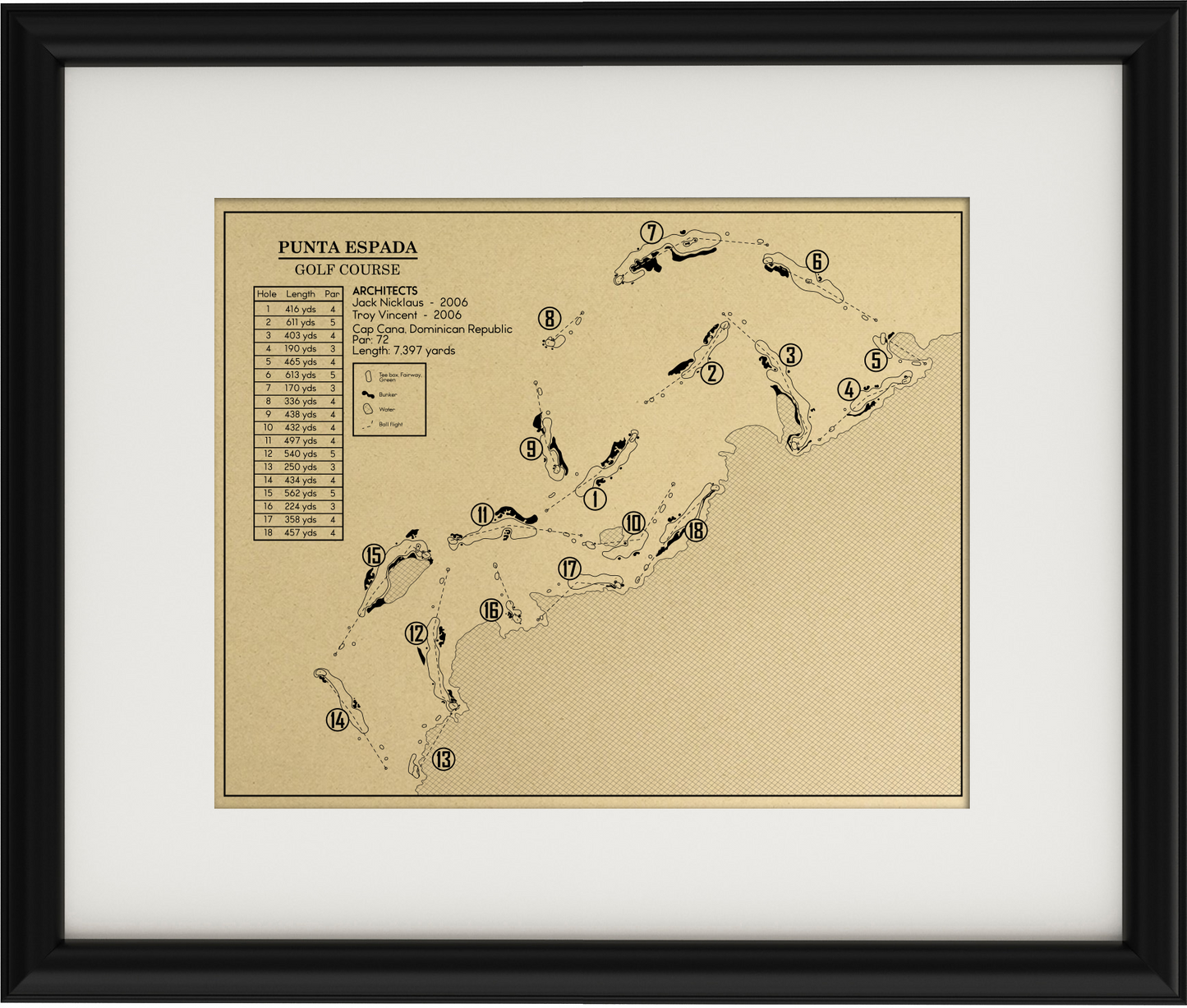 Punta Espada Golf Course Outline (Print)