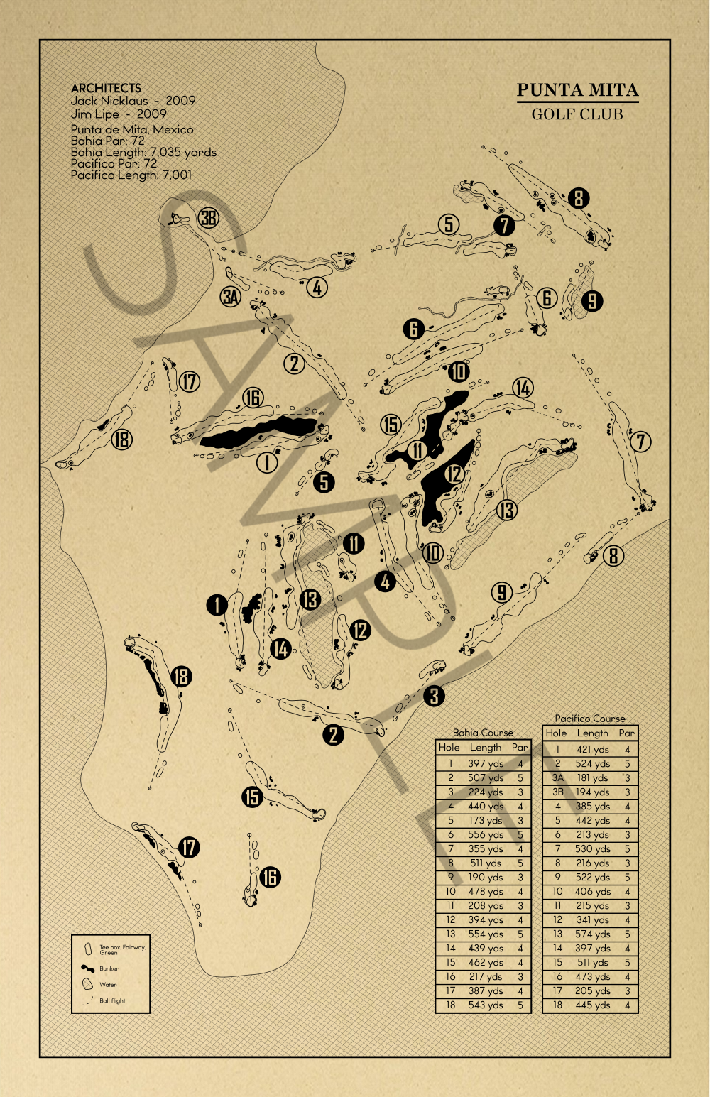 Punta Mita Golf Club Outline (Print)