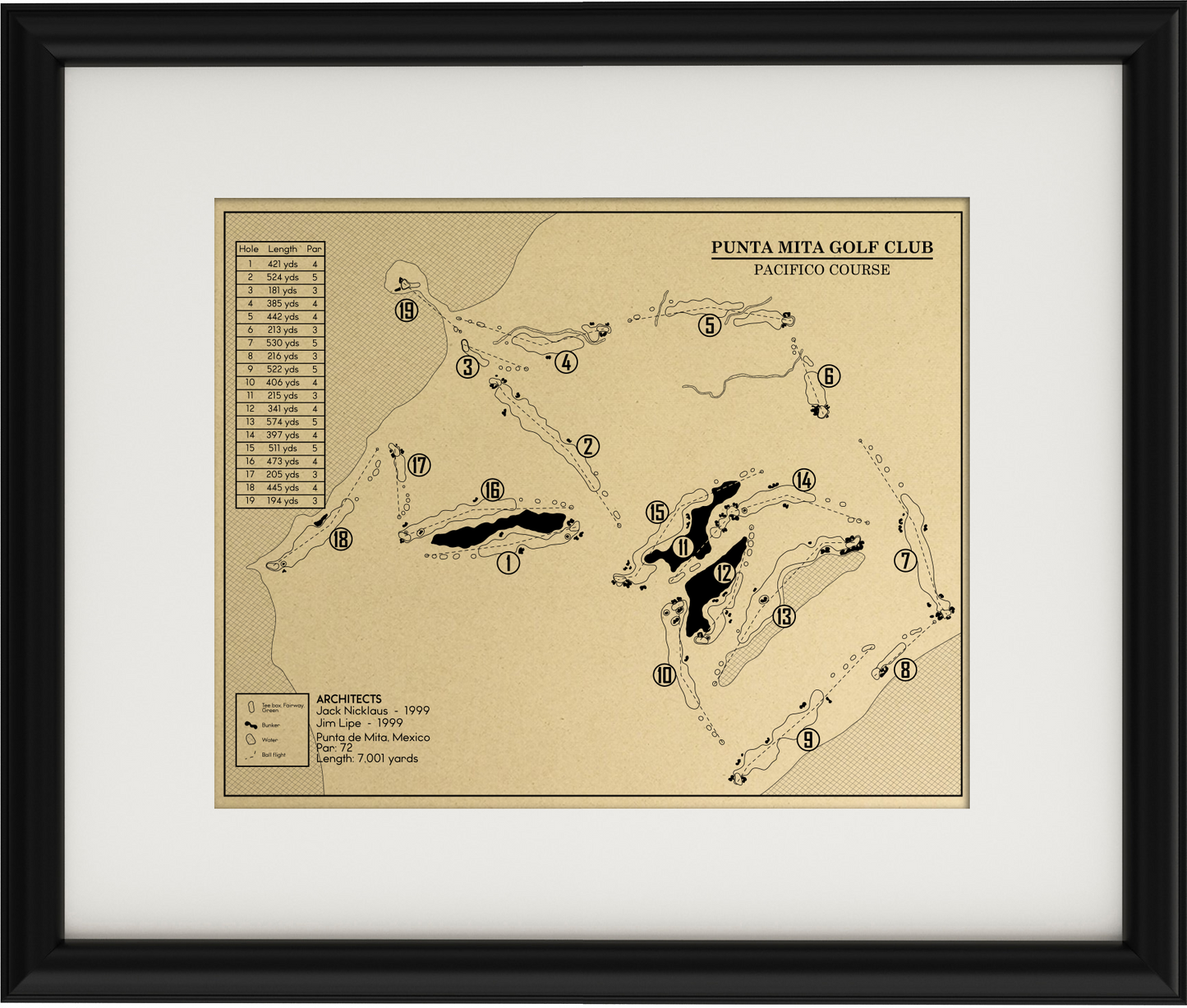 Punta Mita Golf Club Pacifico Course Outline (Print)