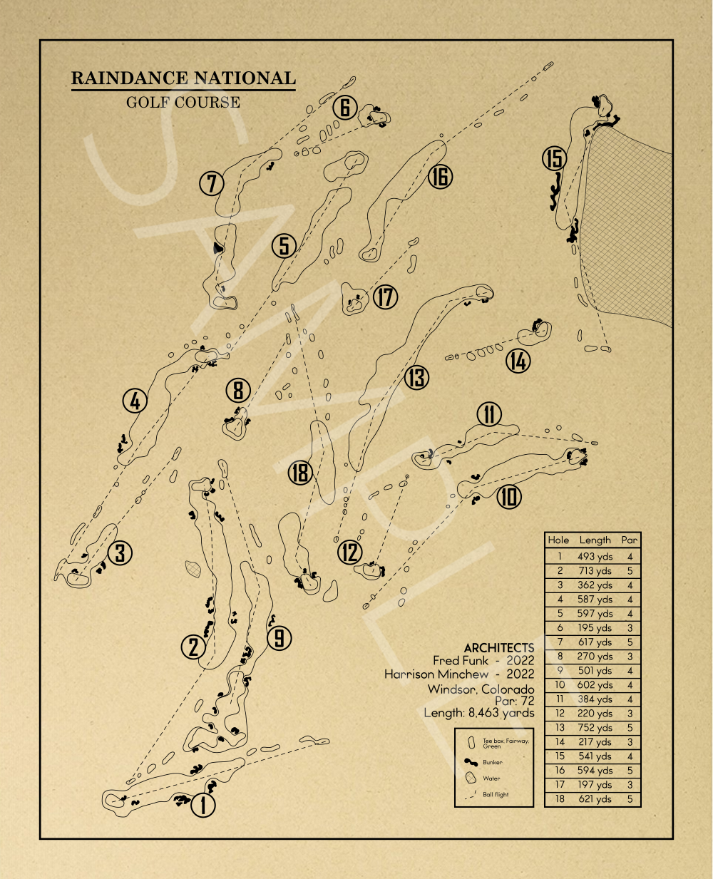 Raindance National Golf Course Outline (Print)