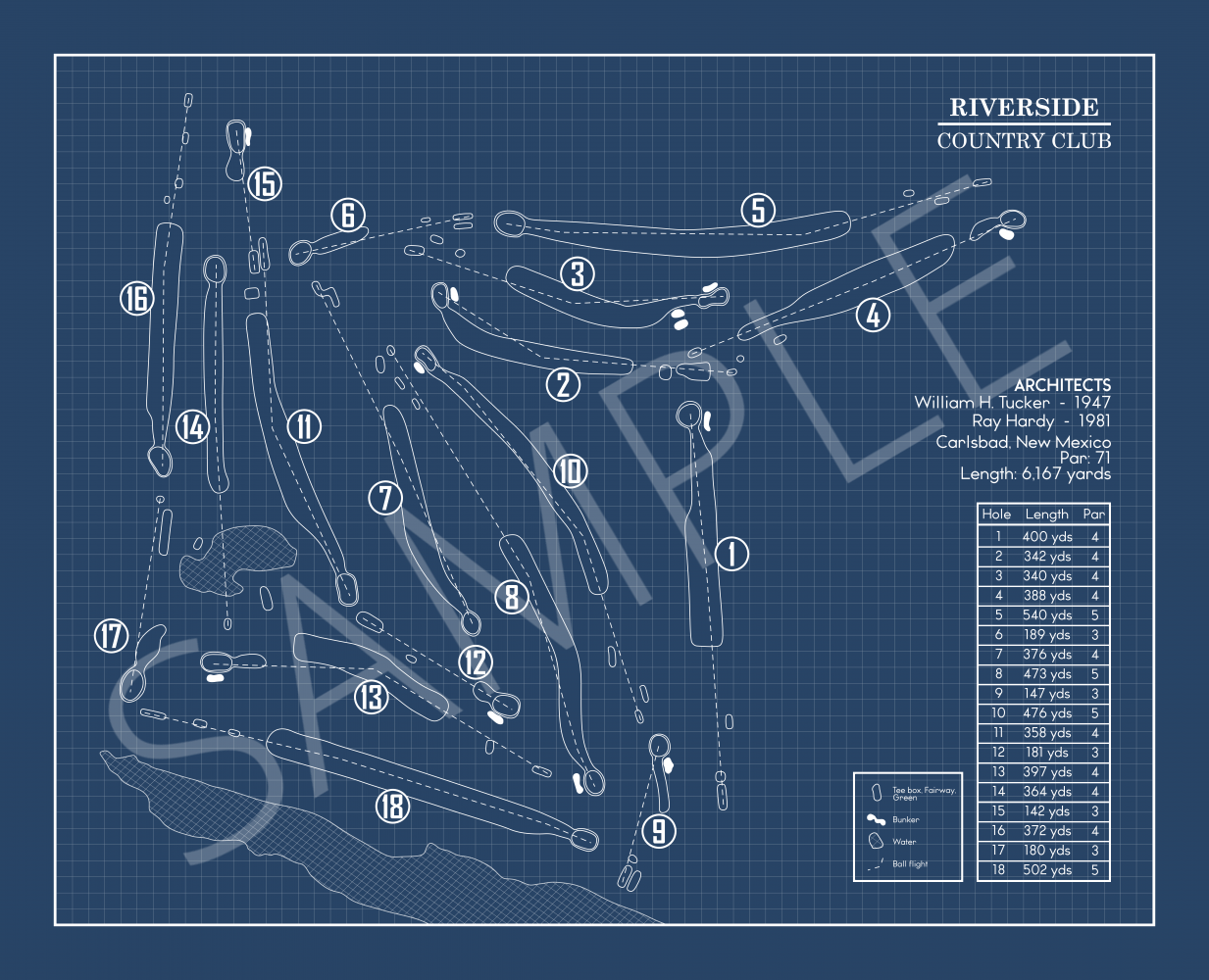 Riverside Country Club Blueprint (Print)