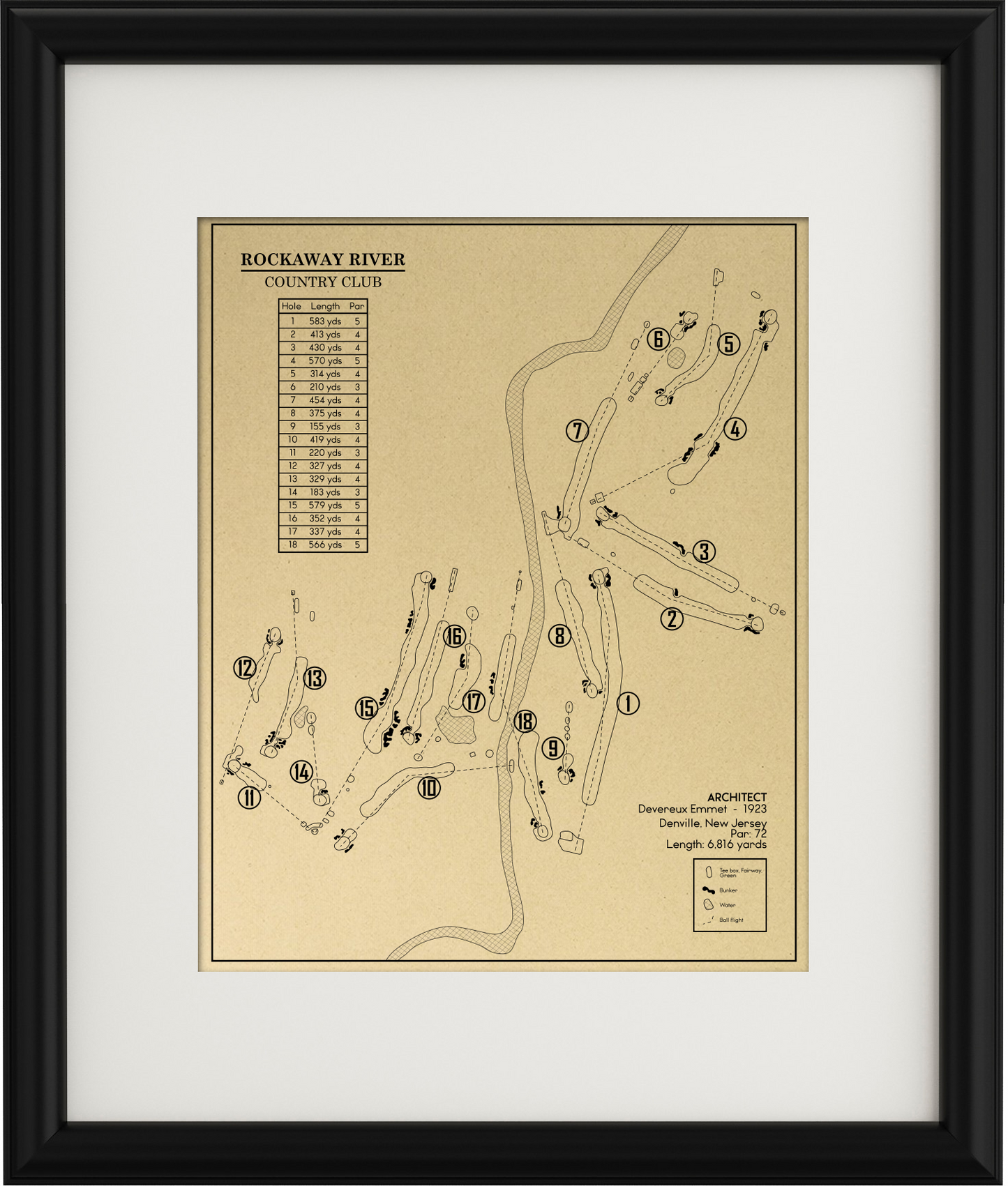 Rockaway River Country Club Outline (Print)