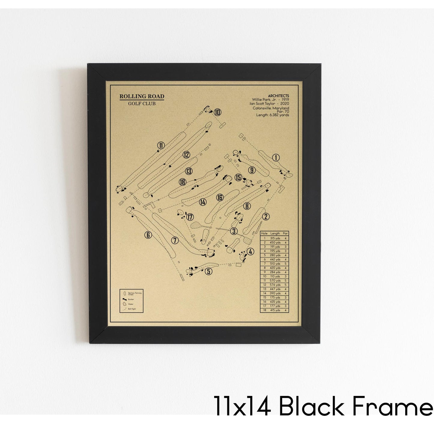 Rolling Road Golf Club Outline (Print)