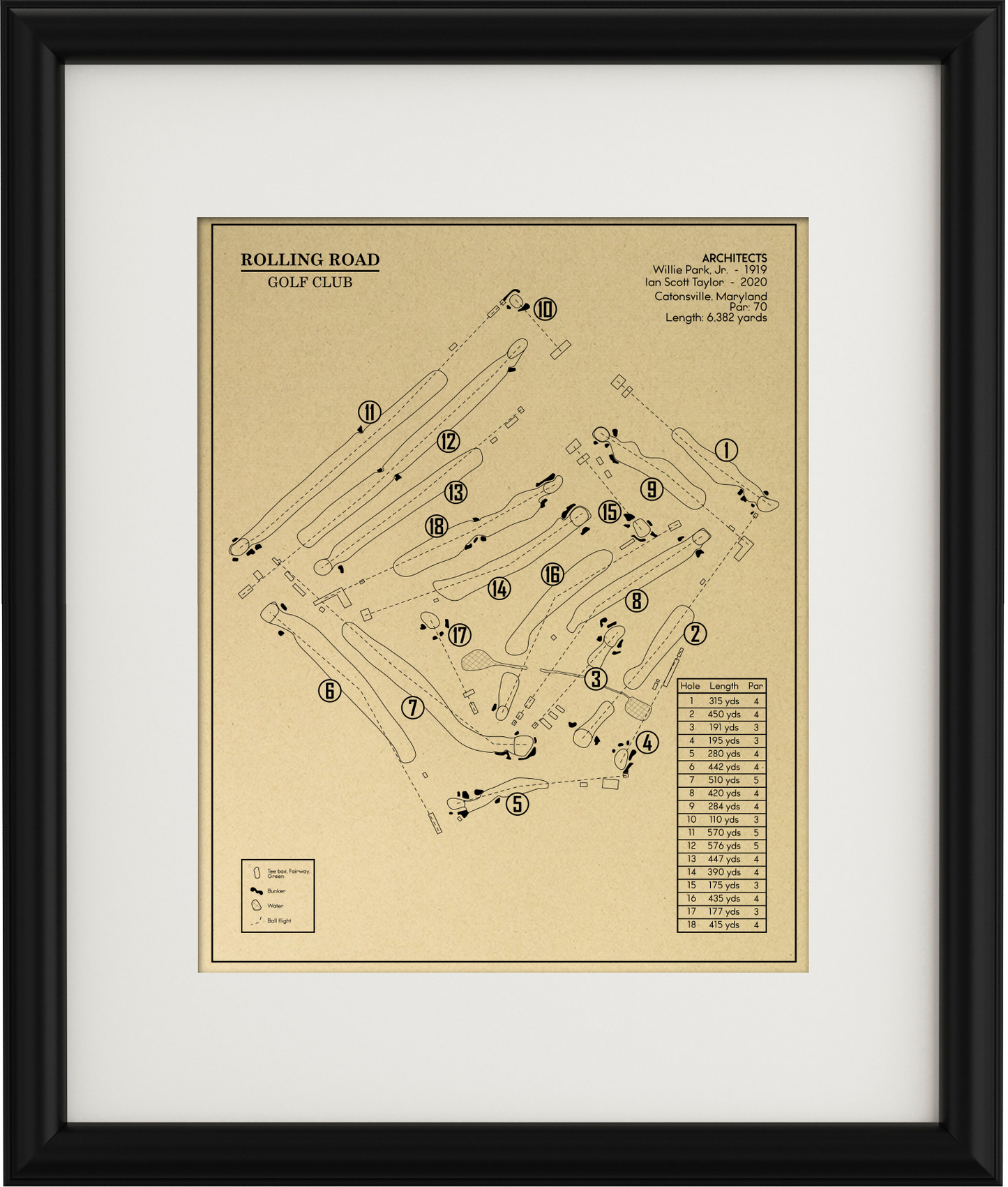 Rolling Road Golf Club Outline (Print)
