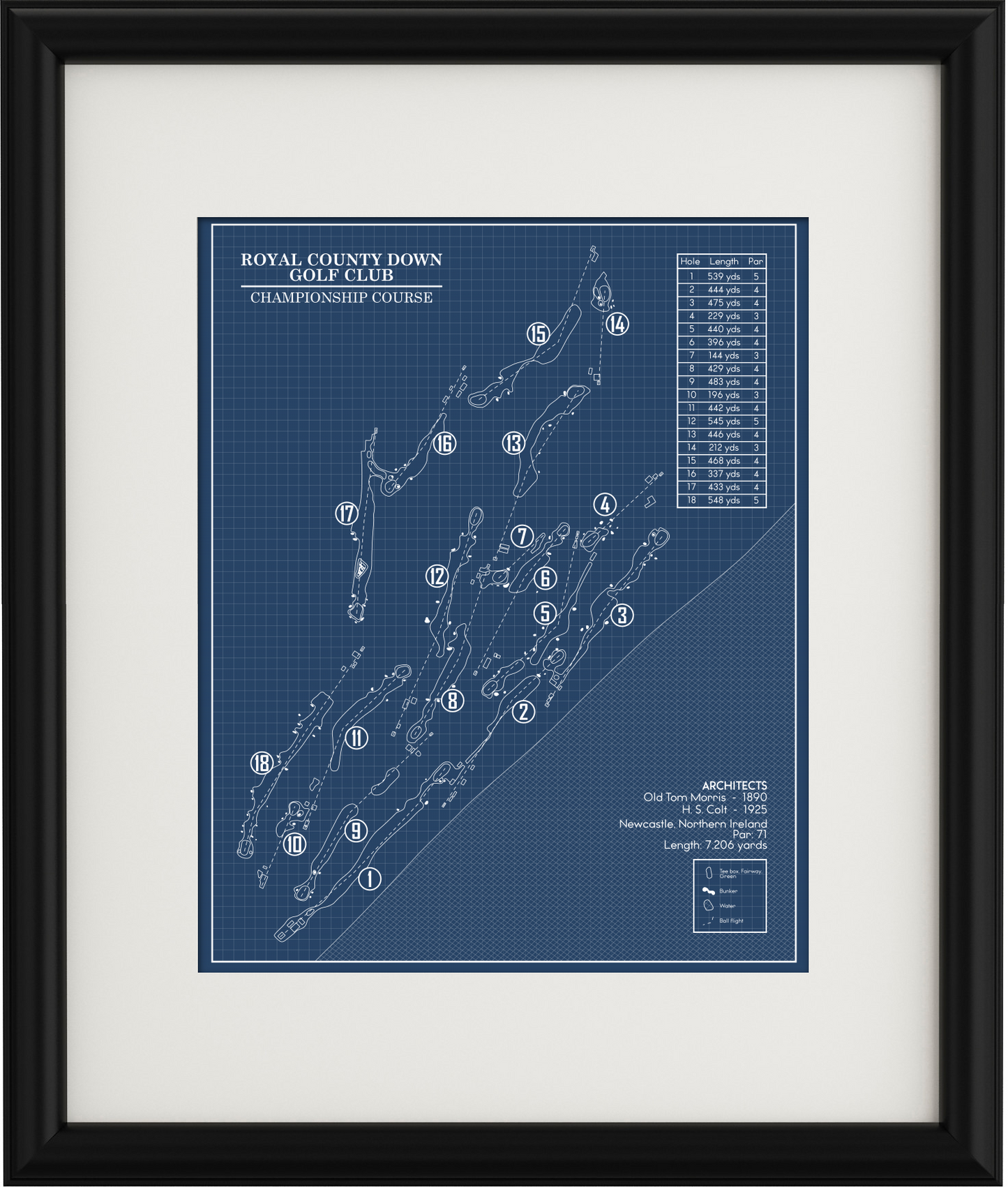Royal County Down Golf Club Championship Course Blueprint (Print)