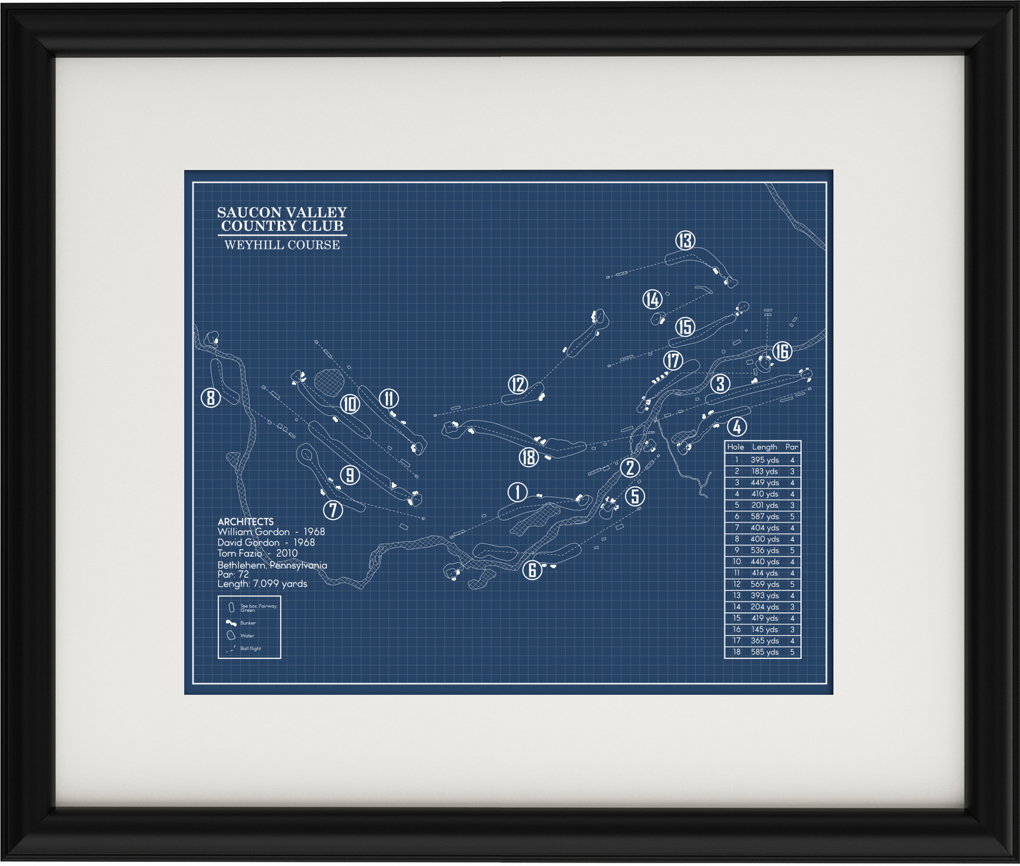 Saucon Valley Country Club Weyhill Course Blueprint (Print)