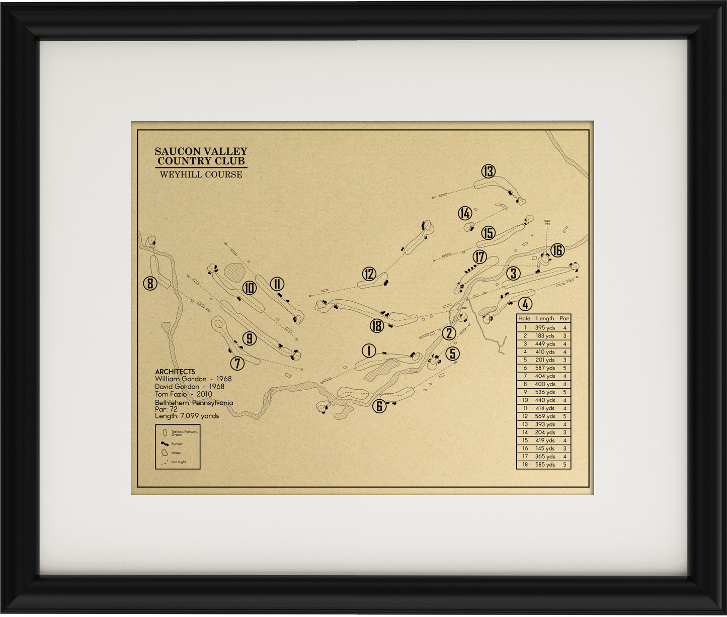 Saucon Valley Country Club Weyhill Course Outline (Print)