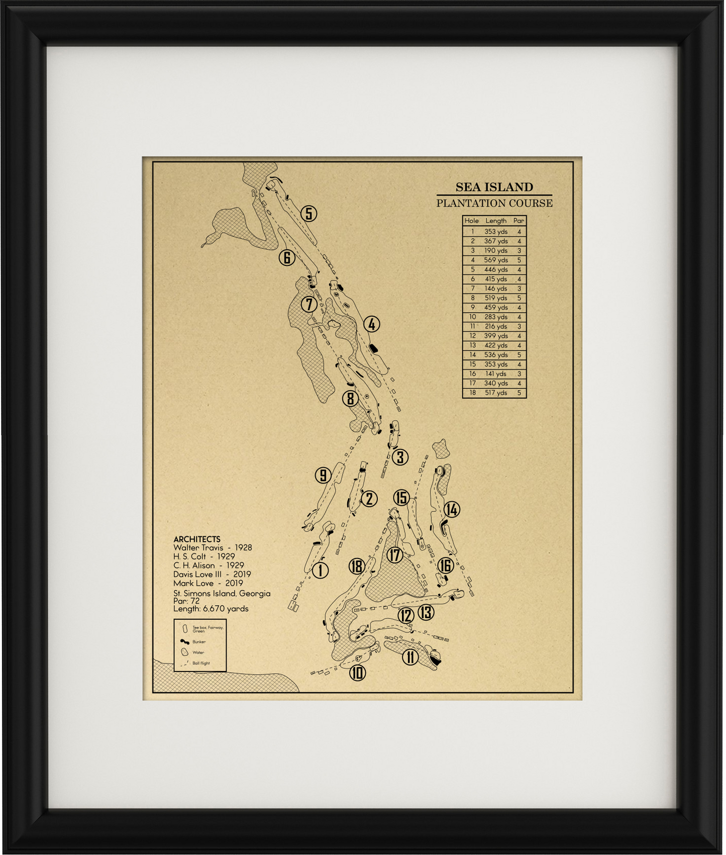 Plantation at Sea Island Golf Club Outline (Print)