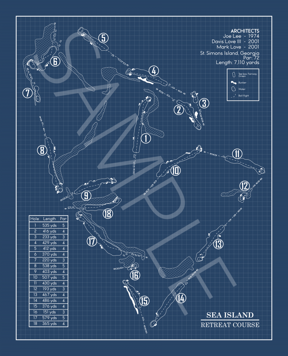 Retreat at Sea Island Golf Club Blueprint (Print)