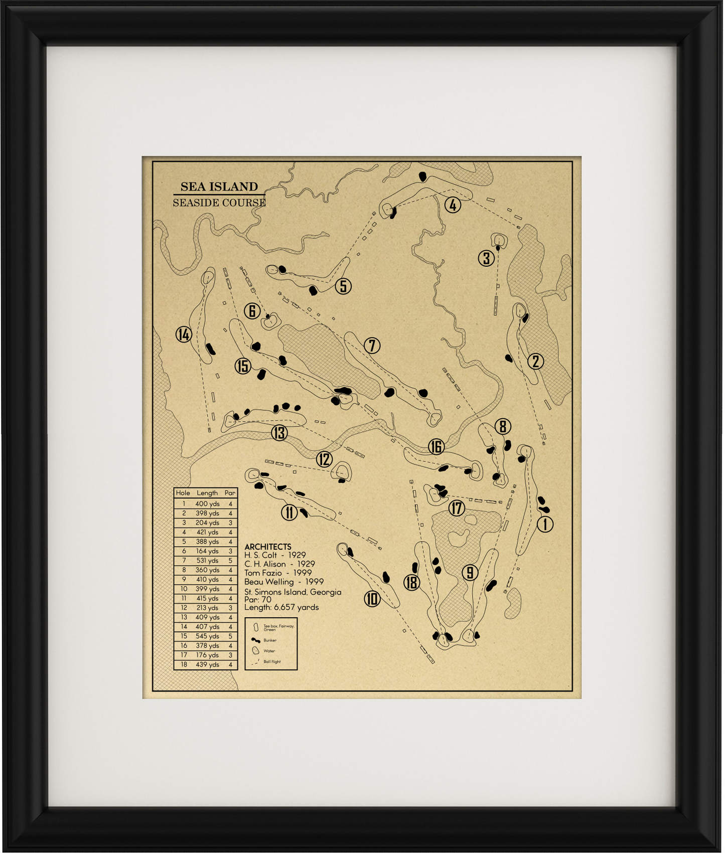 Seaside at Sea Island Golf Club Outline (Print)
