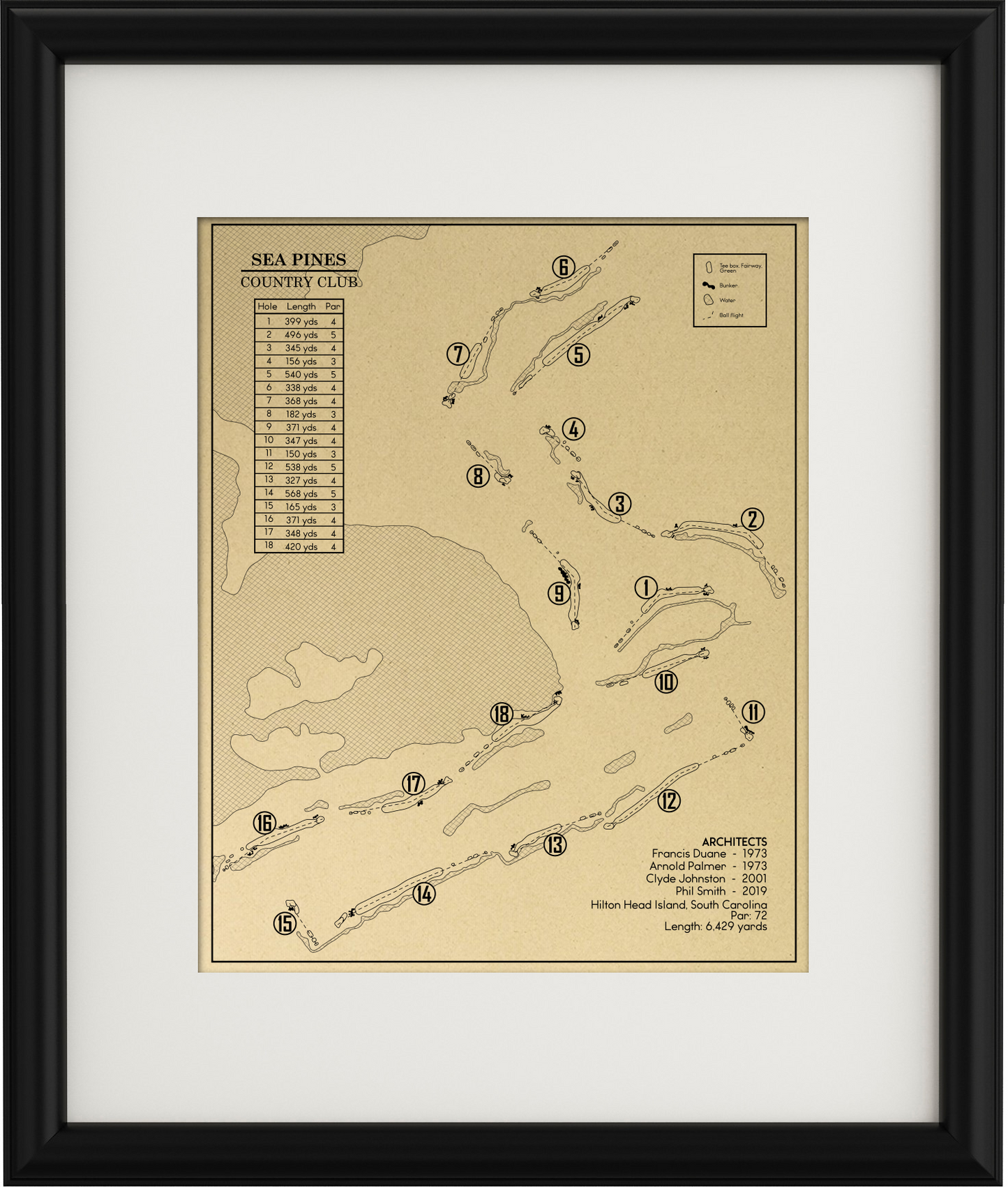 Sea Pines Country Club Outline (Print)
