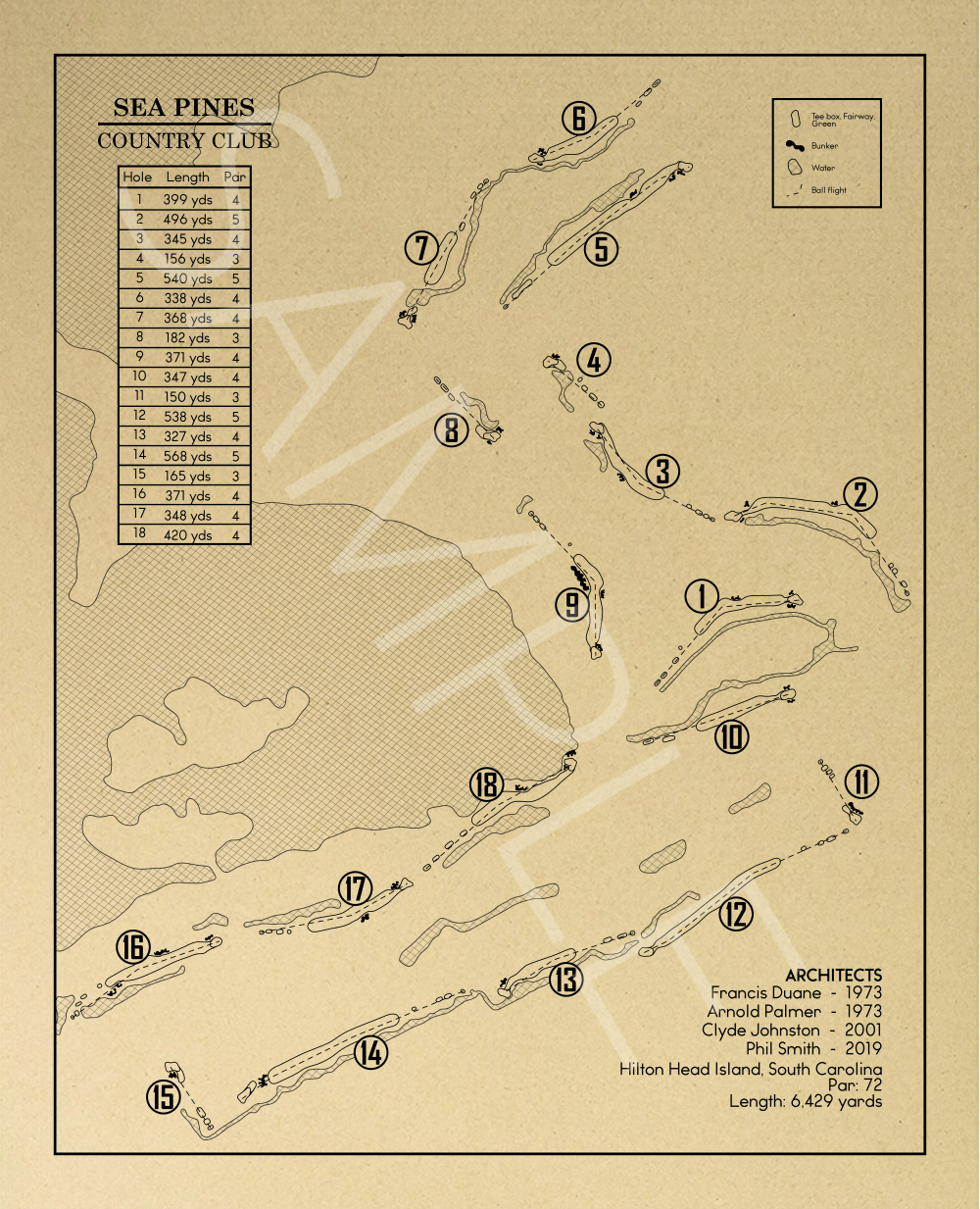 Sea Pines Country Club Outline (Print)