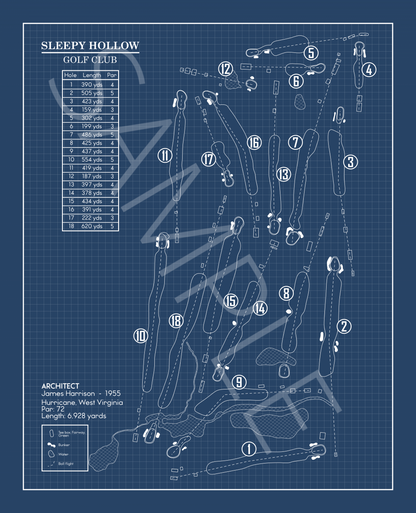 Sleepy Hollow Golf Club Blueprint (Print)