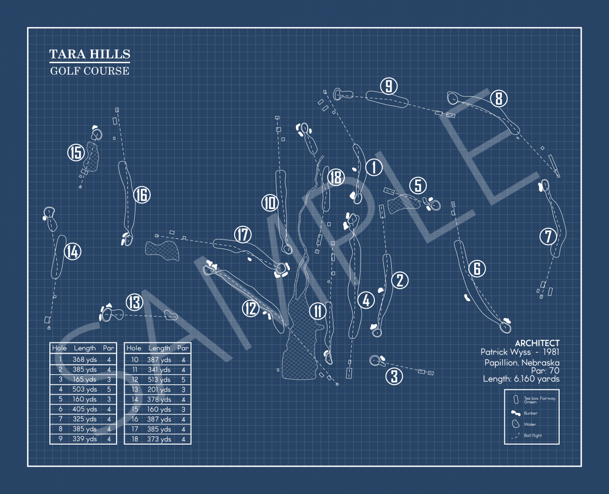 Tara Hills Golf Course Blueprint (Print)