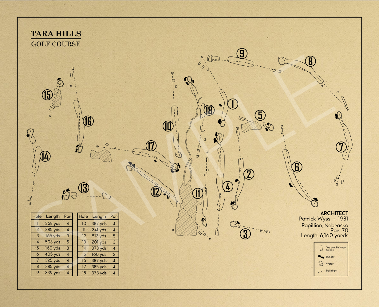 Tara Hills Golf Course Outline (Print)
