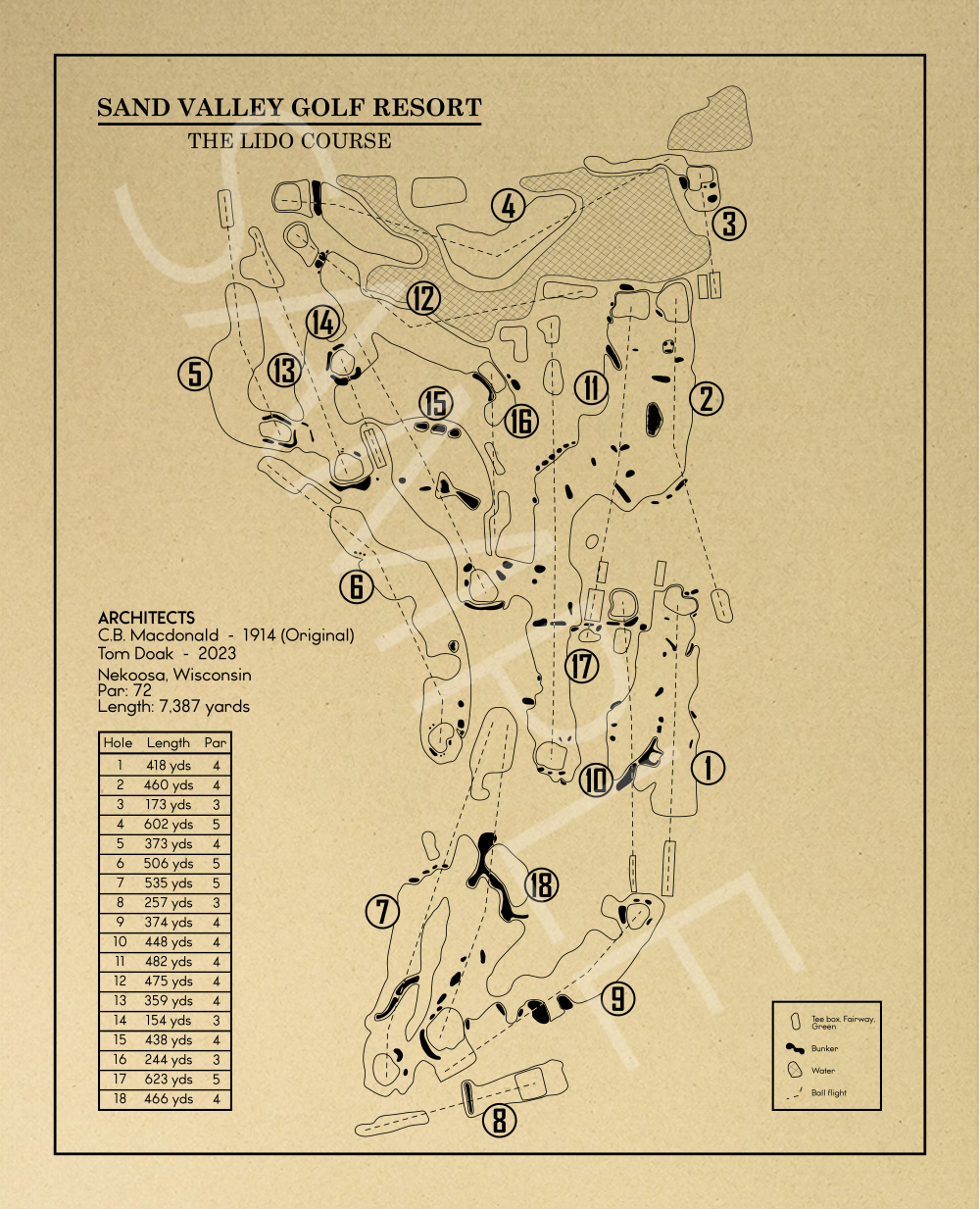 The Lido Course at Sand Valley Golf Resort Outline (Print)