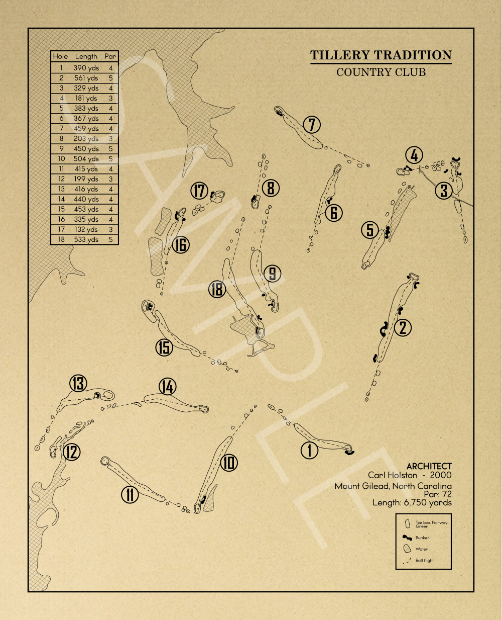 Tillery Tradition Country Club Outline (Print)