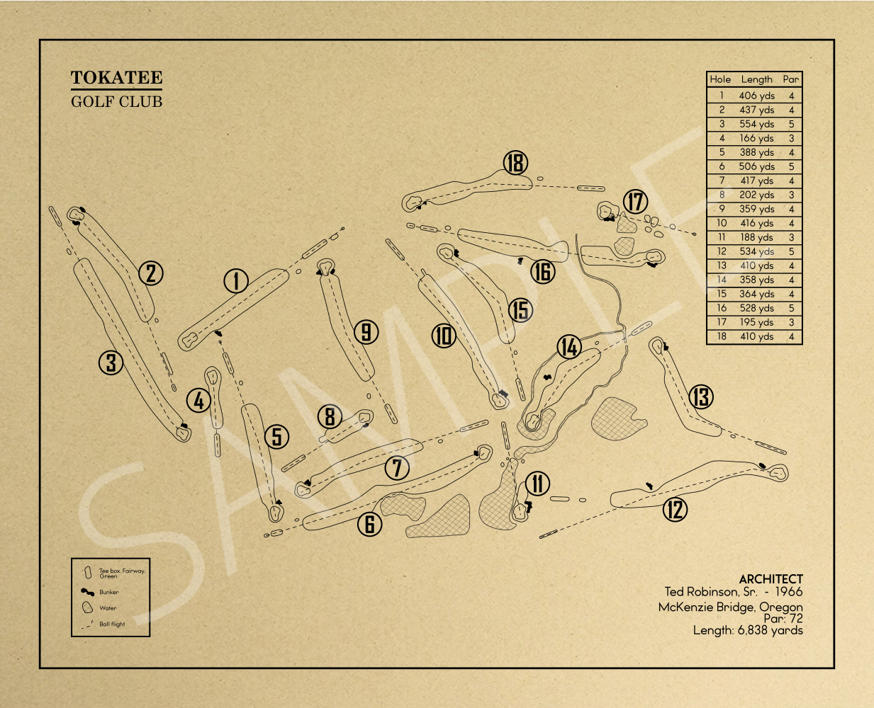 Tokatee Golf Club Outline (Print)