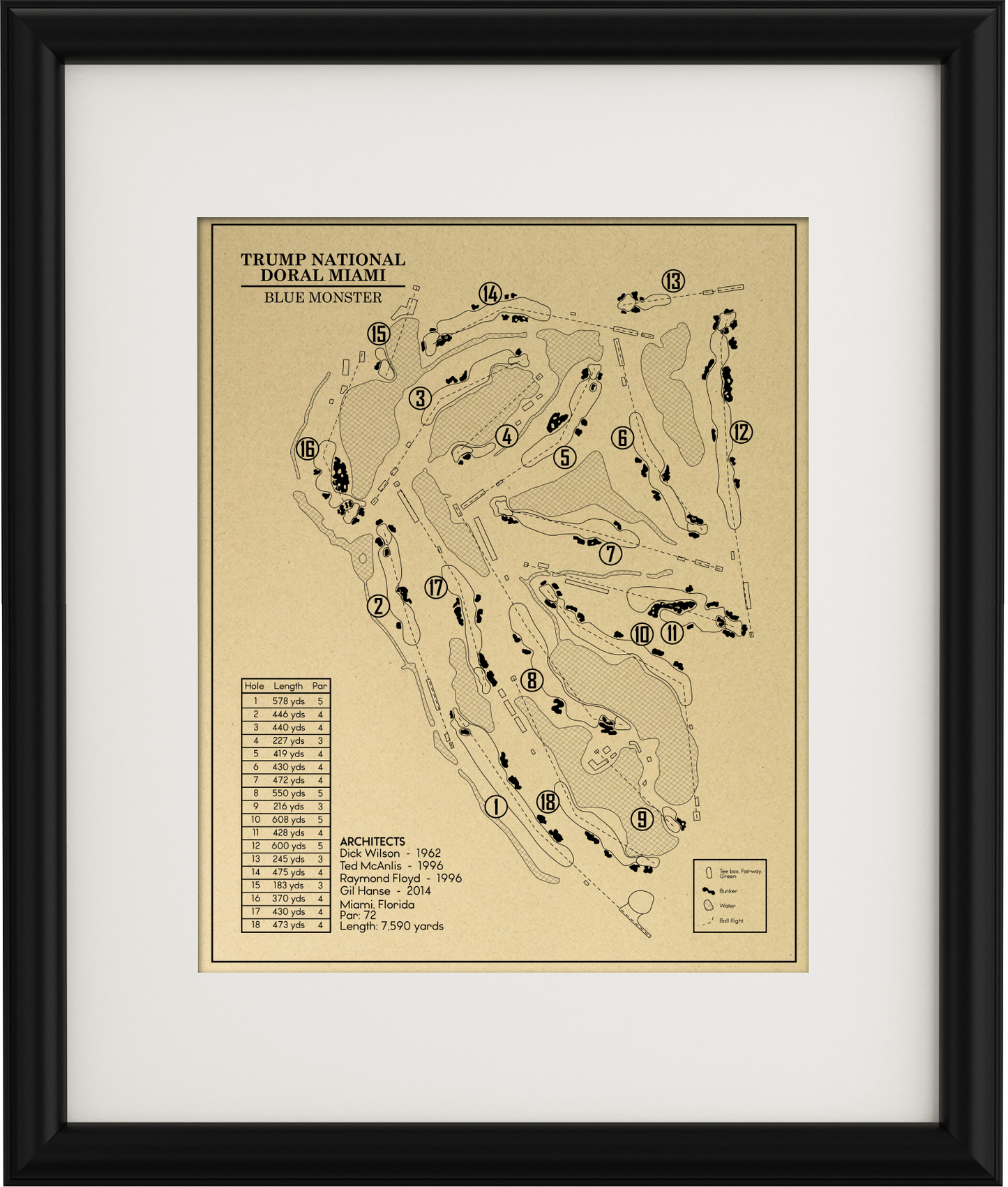 Trump National Doral Miami Blue Monster Outline (Print)