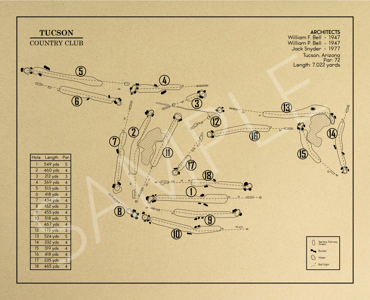 Tucson Country Club Outline (Print)