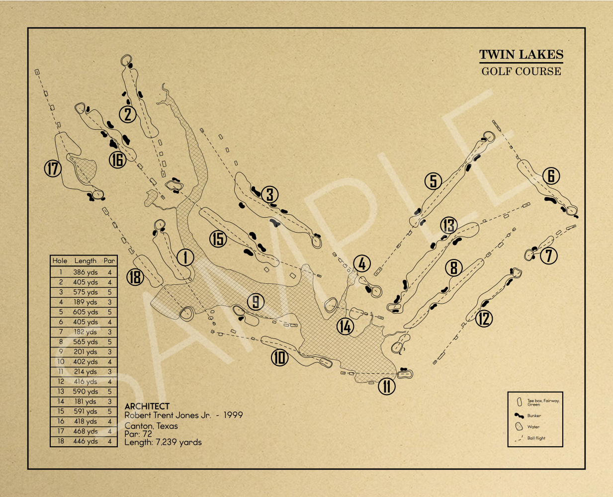 Twin Lakes Golf Course Outline (Print)