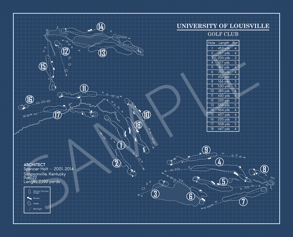 University of Louisville Golf Club Blueprint (Print)