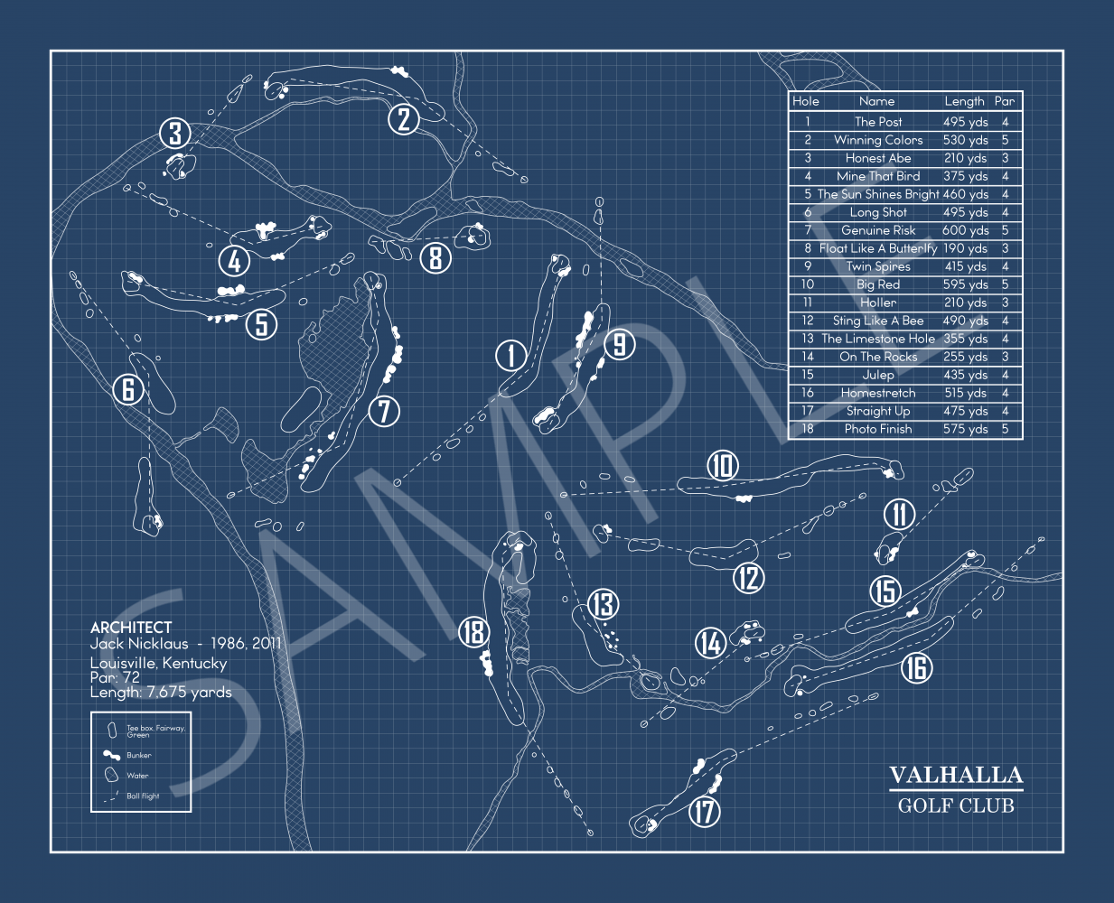 Valhalla Golf Club Blueprint (Print)