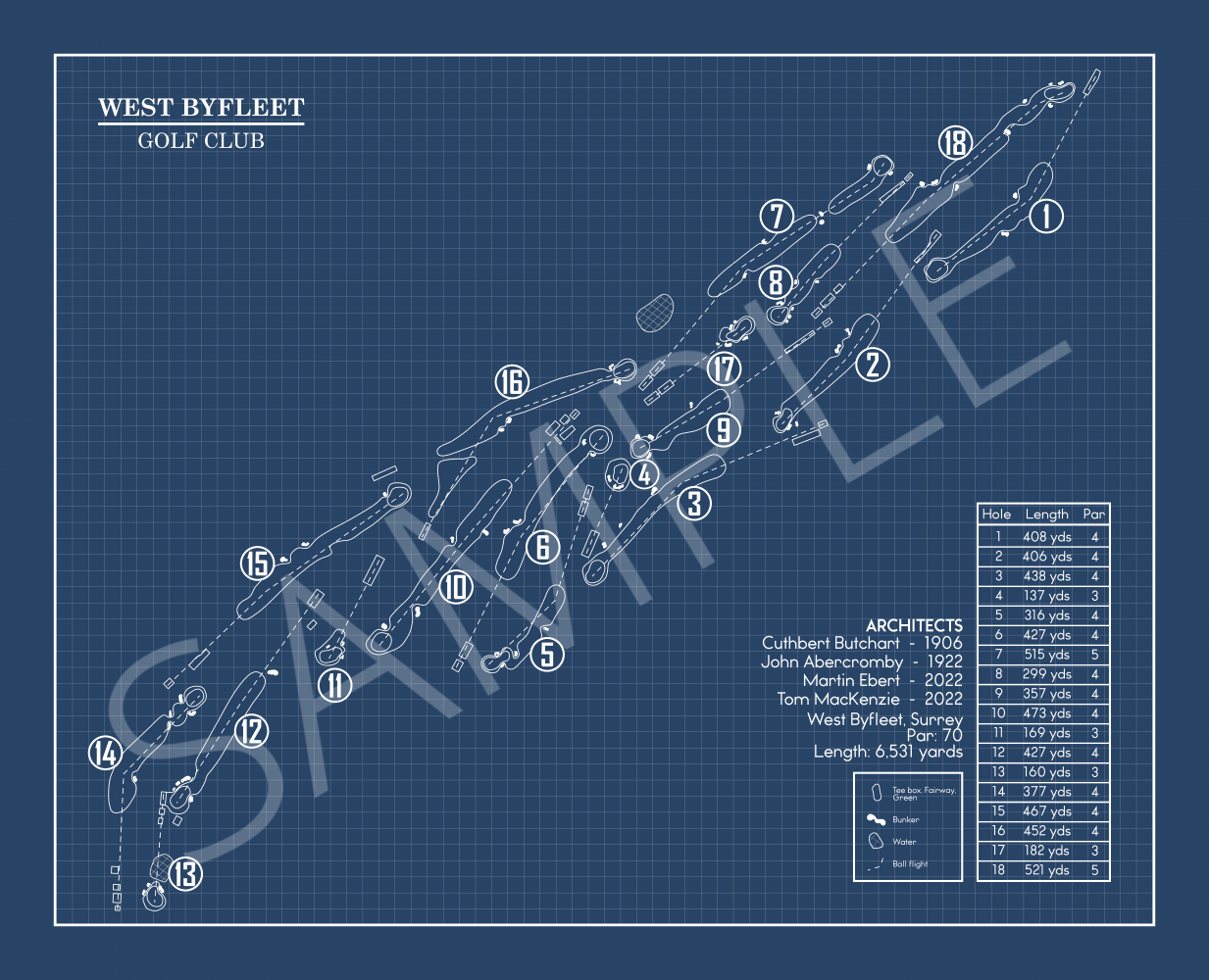 West Byfleet Golf Club Blueprint (Print)