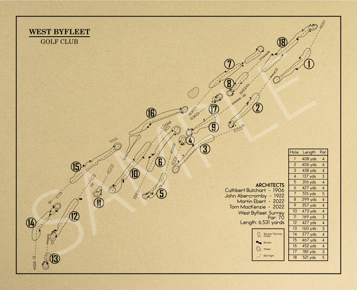 West Byfleet Golf Club Outline (Print)