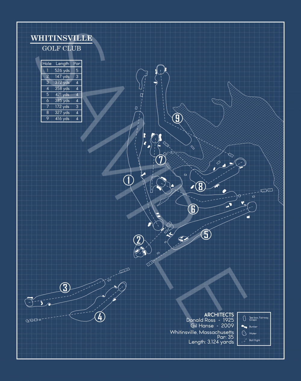 Whitinsville Golf Club Blueprint (Print)