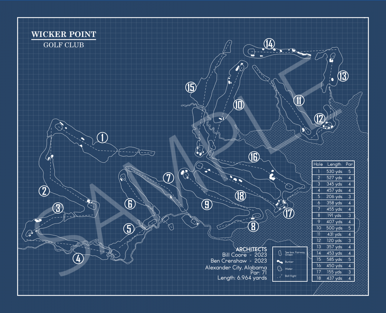 Wicker Point Golf Club Blueprint (Print)