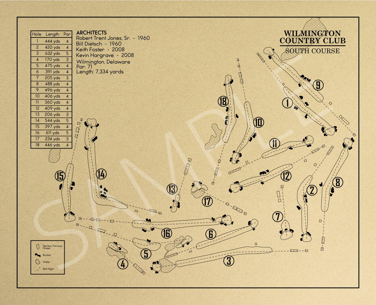 Wilmington Country Club South Course Outline (Print)