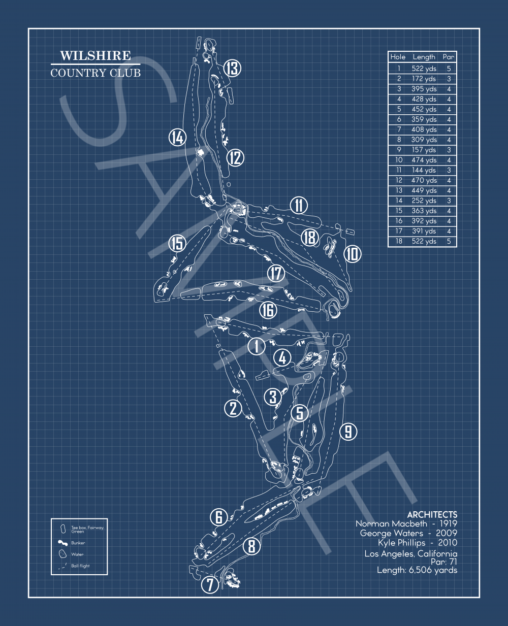 Wilshire Golf Course Blueprint (Print)