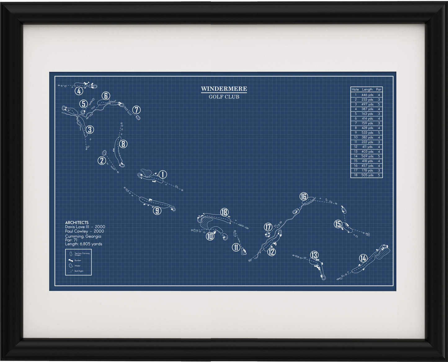 Windermere Golf Club Blueprint (Print)